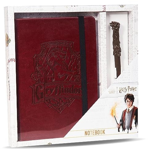 HARRY POTTER - Notizbuch, Notebook, Tagebuch, Heft, Notizblock mit Stift und Zauberstab – Schreibwaren Zubehör - Fanartikel Geschenke für Kinder, Mädchen