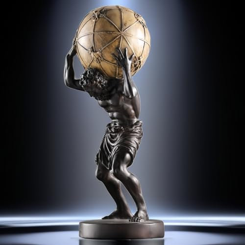 FUNSXBUG 43,2 cm großer Atlas Holding World griechischer Gott Statue Skulptur Sammlerstück Figur Wohnkultur Wohnzimmer Desktop Dekoration