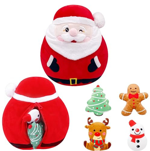 YAAVAAW Niedliche Plüschtier Weihnachten,10 Zoll Weicher Weihnachtsmann Set Plüschtier Weihnachtsdekoration Stofftiere Spielzeug für Kinder, Desktop Home Deko,Christmas Plush Toys