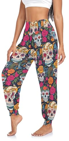Vintage Damen Haremshose Yogahose mit hoher Taille, Jogginghose, athletische Lounge-Hose