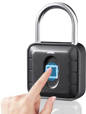 Uadme Candado de Huella Dactilar, Pequeño Candado Inteligente, Cerradura sin Llave, Candado de Armario, para Armario de Gimnasio, Armario de Escuela (Biométrico)