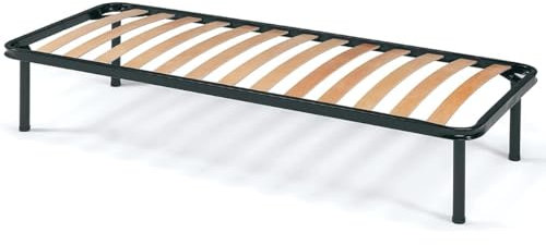 Tomaino - Rete letto singolo 80×190 ortopedica con doghe in legno, 4 piedi smontabili, struttura in ferro,ideale per ogni materasso.