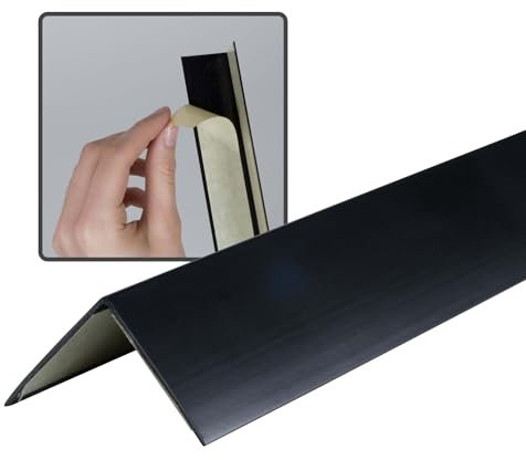 Dalsys 150cm Profilé d'angle autocollant en PVC 30mm x 30mm noir, protection élevée
