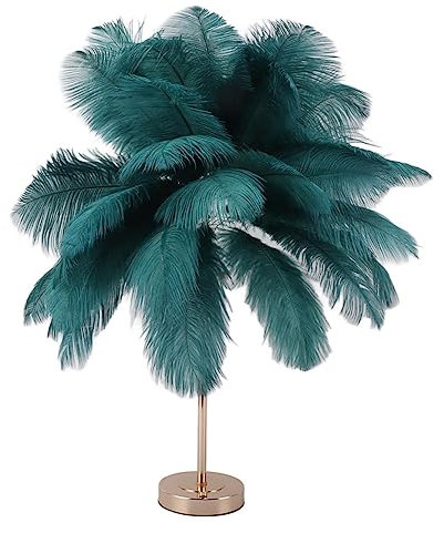 Yunir Tischleuchte aus Federn, 30 Federn, wiederaufladbar über USB, dekorative Tischlampe, mit 3 dimmbaren Beleuchtungsfarben, für Schlafzimmer, Wohnzimmer,