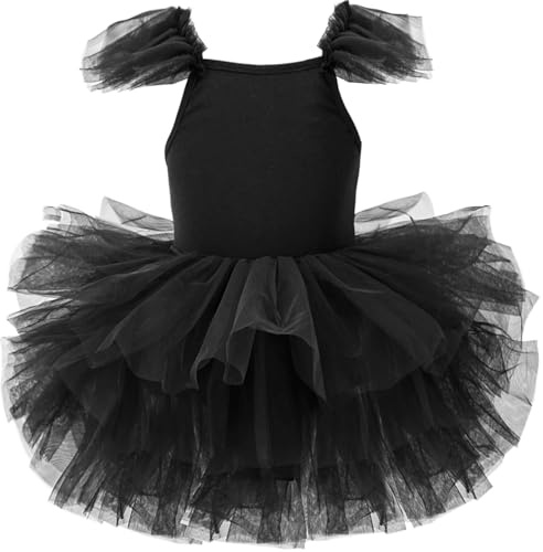 FEOYA Dance Dress Leotard Sleeveless Ballerina Dress Shiny Sequins Dancewear with Tutu Skirt Costume Performance for Girls Kids Gymnastics Outfit Age 4-6