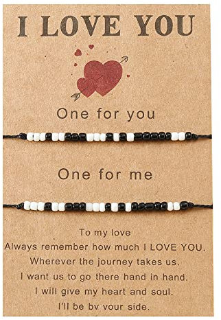 Perlen Armbänder mit Leuchtenden Ringen für 2, I Love You Morsecode Armbänder, Paararmbänder Freundschafts Armbänder Schwestern Armbänder, Schmuck Geschenke für Freunde Frauen Mädchen Hefrau Ehemann