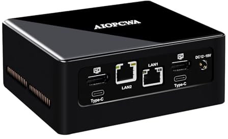 AIOPCWA Mini PC 13th Gen U300, 5 Core 4.40 GHz, 2 x 2.5GbE i226V LAN Port, Window 11 Pro, 4 Display 4K 8K@60Hz, HDMl, Type-C, Wifi6/BT5.2, Vesa, DDR5 64GB RAM 2TB M.2 NVMe SSD