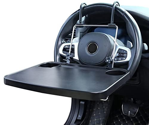 Bandeja de volante | Bandeja de coche de doble cara | Mesa de escritorio portátil para volante de coche | Soporte de mesa para ordenador portátil, se a la mayoría de vehículos, volantes, viajes