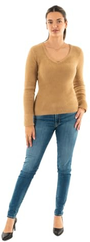 Morgan Pullover mit großem Kragen und V-Ausschnitt, Camel, XL