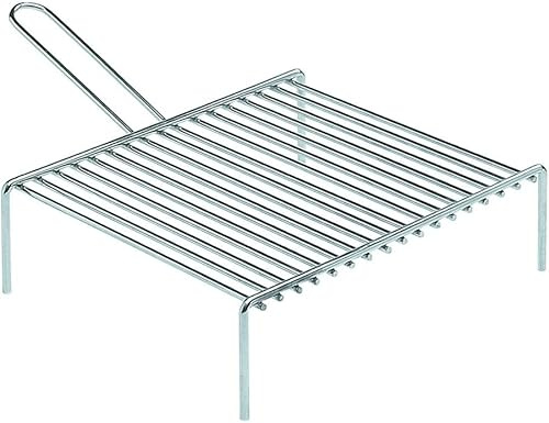 Generico Graticola Camino in Tondino di Acciaio Cromato con Piedi, Ideale per Barbecue e Arrostire, Resistente e Pratica. (30x30 cm)