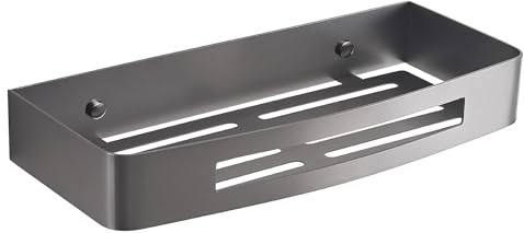 Gedy Nerva Cestino doccia, mensola doccia, acciaio inox AISI 304, Gun Metal, 30 x 12,8 x 4,5