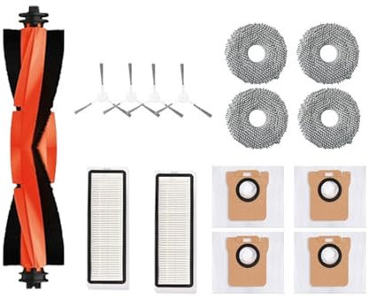 LWWYB Compatible con Xiaomi Robot Aspirador X20+ / X20 Plus Bolsa for Polvo Paño de Fregona Accesorios Cepillo Lateral Principal Filtro HEPA Piezas de Repuesto(16PCS-01)