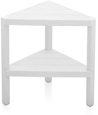 DIVCHI 2 Tier Corner Shelf Triangle Space-Saving Freestanding Shelving Unit | Storage Shelves | Display Rack | Bookcase | Kitchen Stand | Living Room Organiser | Bedroom Bookshelf (White)