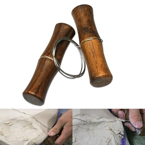 1Pcs Cheese Wire Clay Cutter, Stainless Steel Clay Cutting Wire Clay Cutters Tools Stainless Steel Twisted Wire Premium Wooden Handle Clay Wire Cutter for Ceramic Crafting Slicing Dough Modeling