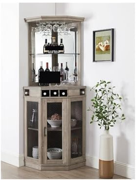 LICONG-2020 Armadio laterale Portabottiglie e mobile bar inferiore for liquori e ripiani porta bicchieri Armadio angolare