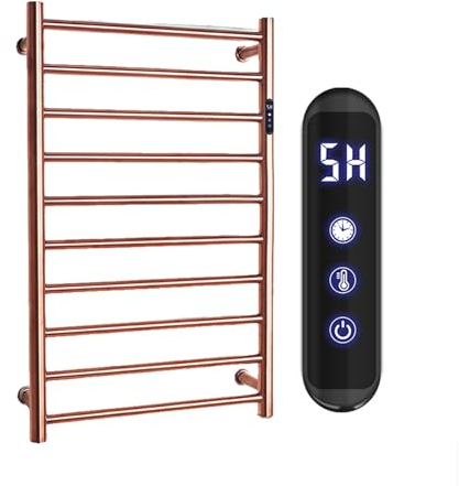WRJAHCG Elektrischer Handtuchtrockner Aus Edelstahl,Smart Heizkörper Handtuchwärmer,Handtuchheizkörper Elektrisch Mit Thermostat,Rose Gold a,Hard Wired
