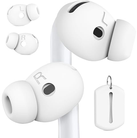 DamonLight 2 Pairs Ear Tips for AirPods 4 Grip Silicone Earbuds Cover [Added Storage Pouch][US Patent Registered] Compatible with Apple AirPods 4th Generation (White)
