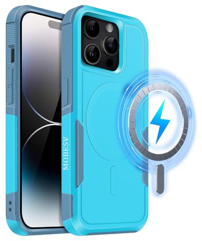 MOBESV Magnetisch Hülle für iPhone 14 Pro Max 6,7 Zoll, Handyhülle kompatibel mit MagSafe, Matte Stoßfeste Cover, Hellblau