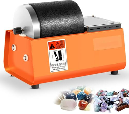 SUPER FOREST Electric Rock Tumbler 16W Rock Tumbler Polisher Kit with 2.5Kg Capacity Adjustable Speed Uniform Vibration Low Noise Small Polishing Machine for Crystals Stone Glass Metal