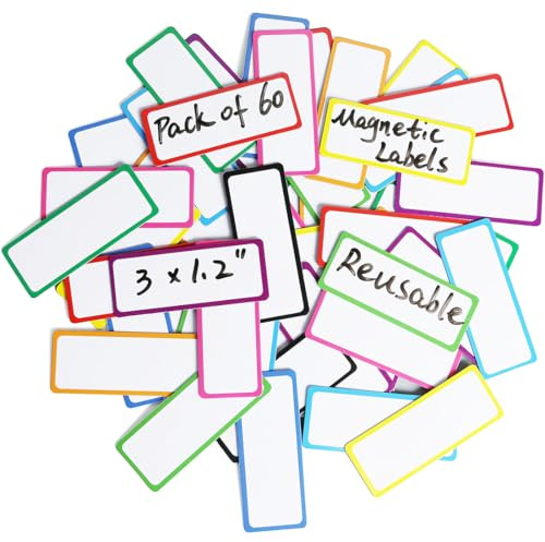 40 Stück Magnetetiketten Beschreibbar 80x30mm, Magnetstreifen Beschreibbar Bunt, Abwischbare Magnetschilder, Magnet Etiketten für Whiteboards, Kühlschränke, Magnettafeln, Klassenraum