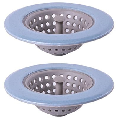 Lot de 2 filtres d'évier en silicone, bord de 11,4 cm de large, filtre de vidange flexible pour évier de cuisine, prévention des obstructions, passe au lave-vaisselle (bleu)