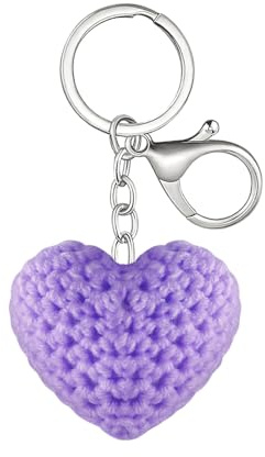 AMOR SPES Porte-clés en laine tricotée colorée en forme de cœur fait à la main pour la famille, les amis, porte-clés pour femme et homme
