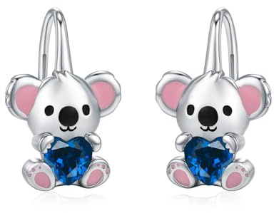 ZIPPICE Koala Ohrringe für Damen 925 Sterling Silber Koala Creolen Tier Schmuck Geschenke für Damen Frauen Mädchen Tierliebhaber