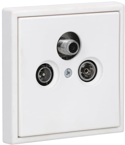 JUNG Serie LS Antennensteckdose 3-Loch Set Schneeweiß Matt 1-fach | mit Triax EDA 302 F Antennendose SAT/TV/R, LS990SATWWM Abdeckung, LS981WWM Rahmen 1-fach
