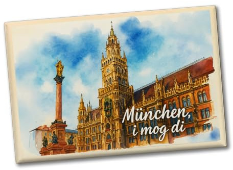 München Aquarellgemälde Souvenir Souvenir Magnet i mog di lustiger Souvenir Magnet mit bayerischem Spruch