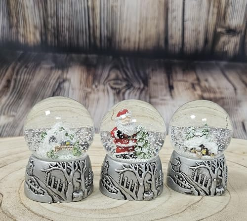3 süße Mini-Schneekugeln | Weihnachten Winter | B: 45mm | 20311abcx | Breite: 4,5 cm, Höhe: 6,5 cm | Winter & Weihnachten | Weihnachtsdekoration | Wichtelgeschenk | teilweise Luftblase