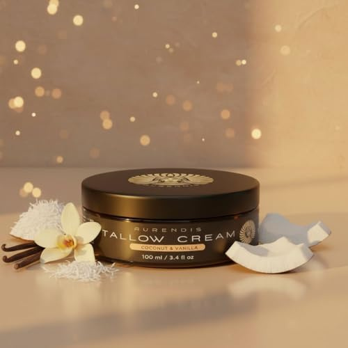 Premium Whipped Tallow Creme – Coconut & Vanilla – Handgemacht & luftig – 100% Rindertalg für Gesicht & Körper – Natürliche Pflege für trockene, sensible Haut – Ohne Konservierungsstoffe