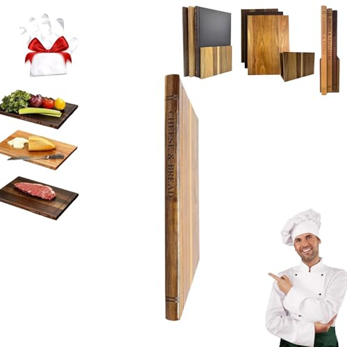 Decorative Book Cutting Boards for Kitchen, Book Cutting Board Set, Cuttings Board that Looks Like Books, Wooden Chopping Boards Set with Stand, for Cheese Meat Vegetables (B(Bread))