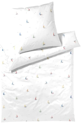 elegante Mako Satin Bettwäsche Sail Away weiß