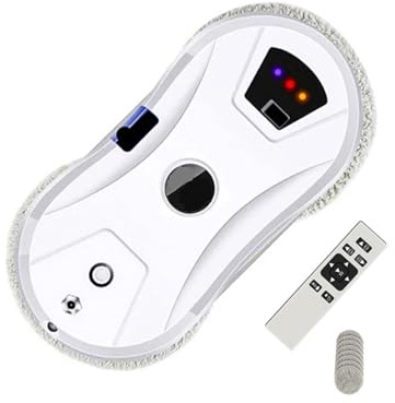 Robot de nettoyage vitres automatique avec télécommande, vaporisateur d'eau, nettoyeur intelligent, outil carreaux miroirs fenêtre Nettoyage En Profondeur(White)