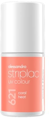 alessandro Striplac Uv Colour Coral Heat - Deckend & Kratzfest bis zu 15 Tage - Leichtes Auftragen - Schonende Abziehtechnologie - Vegan - 6,5ml
