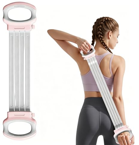 Verstellbarer Chest Expander mit Griffen, 4-teiliges Widerstandsband Set, 20 Pfund pro Band, Elastische Fitnessbänder für Heimfitness, Krafttraining & Yoga, Bequeme Griffe