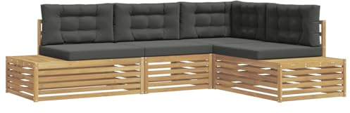 vidaXL 4 Stück Outdoor-Sofagarnitur Polyester Weiß, Garten-Sofa, modernes Außen-Set, langlebige Terrasse, gemütliche Sitzmöbel, perfekte Lounge