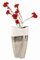 Moderne und große Deko Vase Blumenvase aus Keramik weiß/Silber Höhe 35 cm