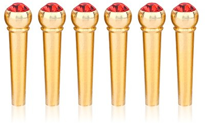 6 Stücke Gitarre Bridge Pin, Messing Bridge Brücke Peg Nagel mit Kristallglas Dot für Folk Akustische Gitarre(rot)