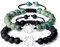 COAI Geschenkideen Partner Armbänder Freundschaftsarmbänder aus Afrikanische Türkis und Matt Onyx mit Weltkugel Anhänger