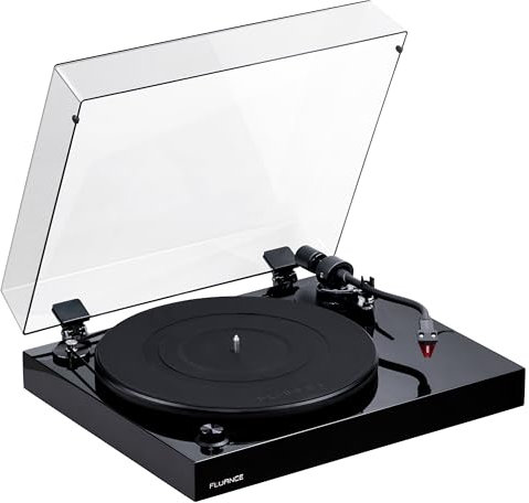 Fluance RT83 Reference High Fidelity Vinyl Turntable Record Player with Ortofon 2M Red Cartridge, Speed Control Motor, High Mass MDF Wood Plinth, Vibration Isolation Feet - Piano Black
