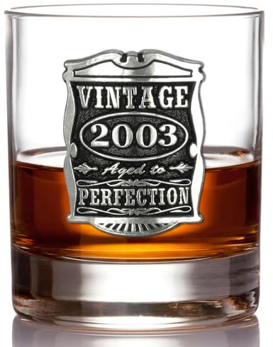 English Pewter Company Vintage Years 2004 21st Birthday Gift Whisky Glass Tumbler - Unique Gift Idea for Men [VIN006]