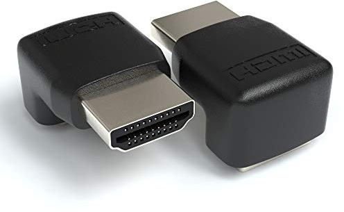 JAMEGA - HDMI Winkel Adapter 2er Pack | 90° Grad Winkel (Rechter Winkel) von HDMI A Buchse zu HDMI A Stecker 19pol | Konverter 1080p Full HD 4K Ultra HD Vergoldete Stecker