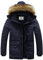 WenVen Homme Parka d'hiver Décontractée Résistante à l'eau Manteau Matelassé en Coton Chaud Veste d'Extérieur Coupe-Vent Puffer Blouson Bleu Marine S