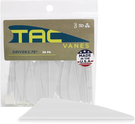 TAC Vanes - Vanes ibride da 7 cm, palette bianche, confezione da 36, per tiro con l'arco e tiro con l'arco