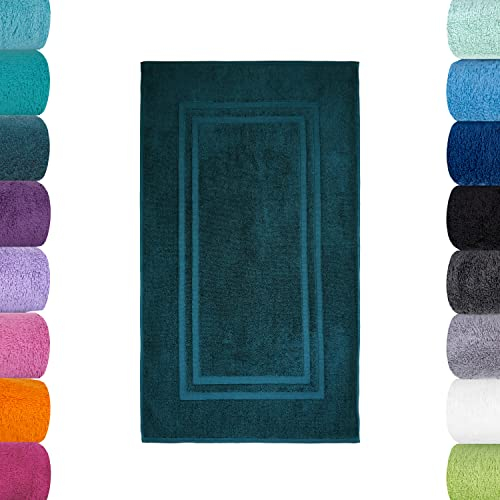 Lavea Badematte, Badteppich, Duschvorleger, Kiefergrün, 50 x 80 cm Premium Frotteeserie Bali | GOTS Zertifiziert, 100% Bio Baumwolle