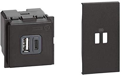 Bticino K4287C2 Caricatore + Living Now Cover Caricatore Usb 2M Nera