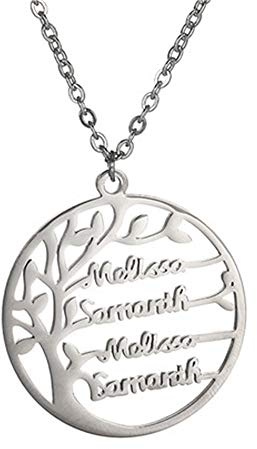 Personalised family named necklace family tree silver necklace names silver tree of life necklace for women necklace with names of children personalised necklace for mum