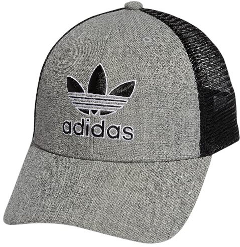 adidas Originals Herren Icon Trucker Structured Precurve Snapback Cap, Heather Grey/Black/White, Einheitsgröße