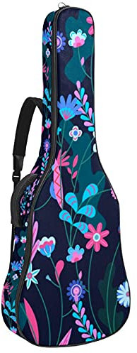 Bunte Gitarrentasche mit floralem Muster, wasserdichter Reißverschluss, weicher Gitarren-Rucksack für Bassgitarre und klassische Folk-Gitarre